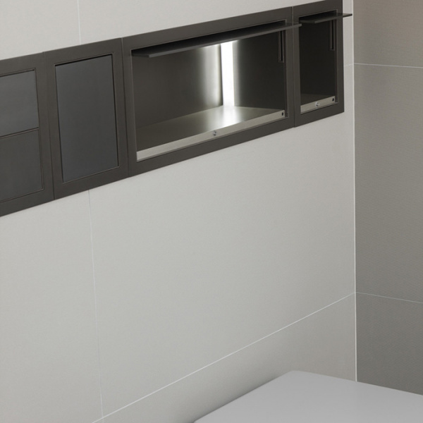 Armani Roca Island Комплект: Выдвижной гидроершик встроенный в шкафчик, шланг 1.4 м, цвет: silver/brushed steel