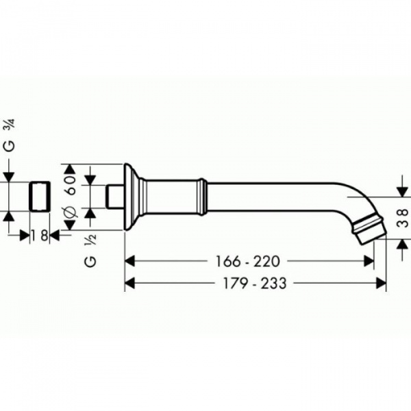 AXOR Montreux, Излив на ванну, цвет: хром