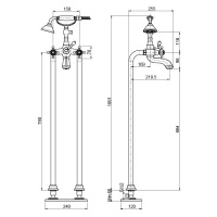 Carlo Frattini Elizabeth, Смеситель напольный для ванны с душевым комплектом, цвет: Хром
