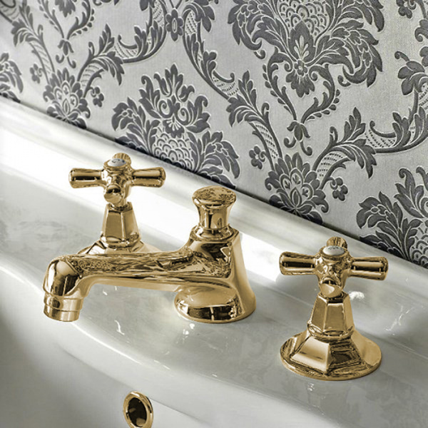 Sbordoni Deco Смеситель для раковины на 3 отверстия, цвет: глянцевая латунь