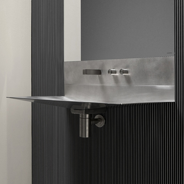 Antonio Lupi Lavandino Раковина 72х44.5х27.5 см, 3 отв., из нержавеющей стали, со смесителем и самотечным донным клапаном, цвет: Stainless steel 316/L