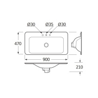 Armani Roca Baia Раковина 90x47 см, 3 отв., встраиваемая сверху, цвет: shagreen matt gold