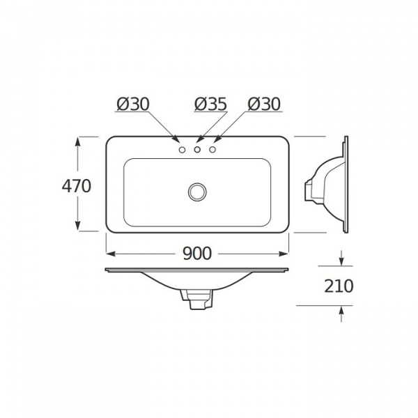 Armani Roca Baia Раковина 90x47 см, 3 отв., встраиваемая сверху, цвет: shagreen matt gold