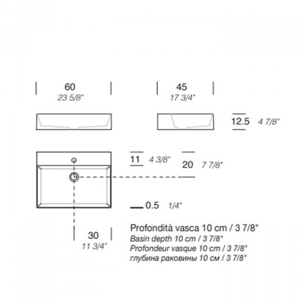 NOORTH milldue edition Раковина 60х45х12.5 см, 1 отв., накладная, цвет: белый
