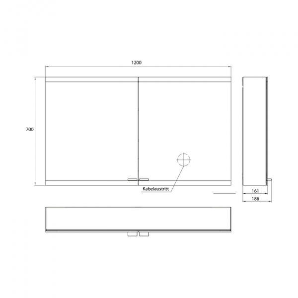EMCO Evo Зеркальный шкаф 120xh70см с подсветкой, навесной, 2 двери, 2 полки, розетка, цвет: черный