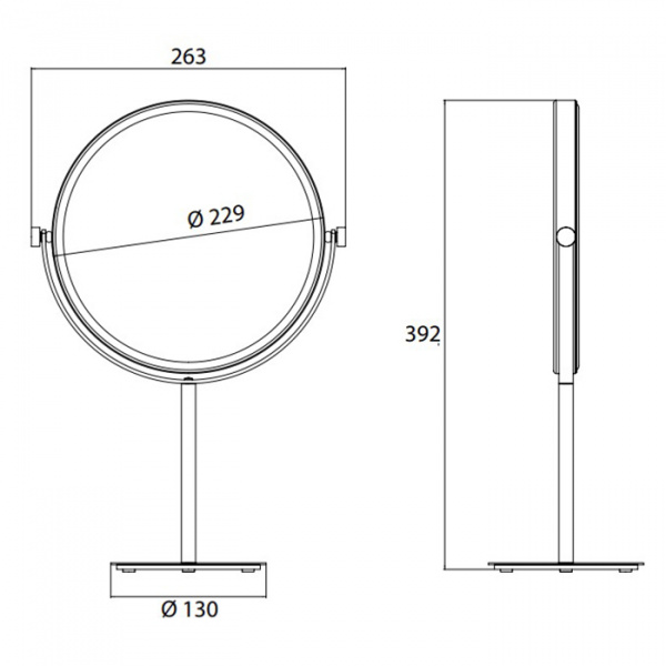 EMCO Pure Зеркало косметическое, Ø229мм, настольн., 3x кратное увеличение, цвет: хром