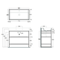 Simas Agile Структура металлическая 91x46xh72см, напольная, для раковины с 1 отв., AG91, с 2 полками, цвет: черный матовый