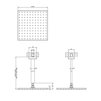 Gessi Rettangolo Верхний душ для потолочного крепления 300x300мм, высота от 115 до 1865мм, цвет: Black XL