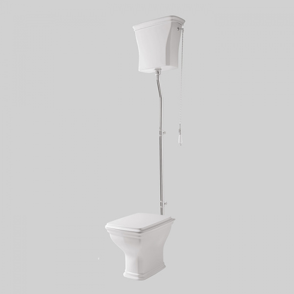 Artceram CIVITAS Унитаз 36х54см., с высоким бачком и трубой хром, с механизмом с цепочкой и ручкой, с сиденьем, микролифт, цвет: белый