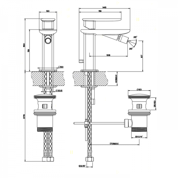 Gessi iSpa Смеситель для биде на 1 отверстие с донным клапаном, цвет: хром