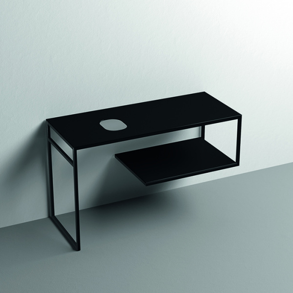 Kerasan Louise Металлическая структура для раковины 120х74см, напольная, с полкой, с 1 отв., с полотенцедержателем, цвет: черный матовый