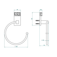THG Ginkgo Полотенцедержатель - кольцо 18см., подвесной, цвет: золото/хрусталь