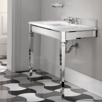 Devon&Devon Claridge Консоль 92х51см со столешницей (с 3отв-ми под смесит) мрамор bianco sivec,, ножки хром, с керам. раковиной York, цвет: белый