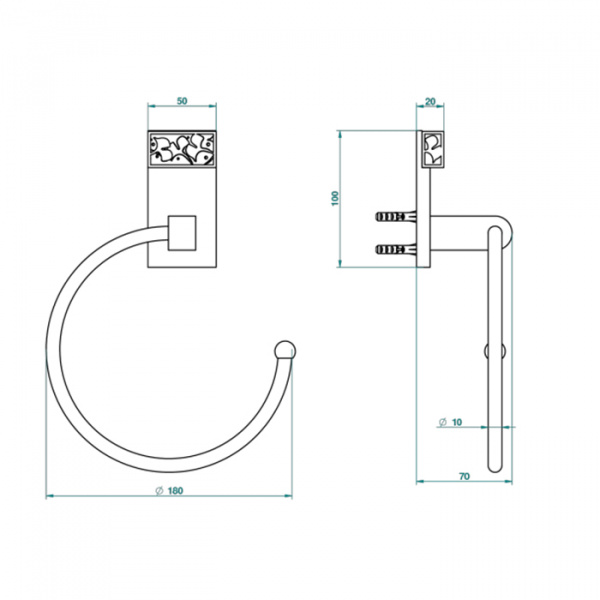 THG Ginkgo Полотенцедержатель - кольцо 18см., подвесной, цвет: золото/хрусталь