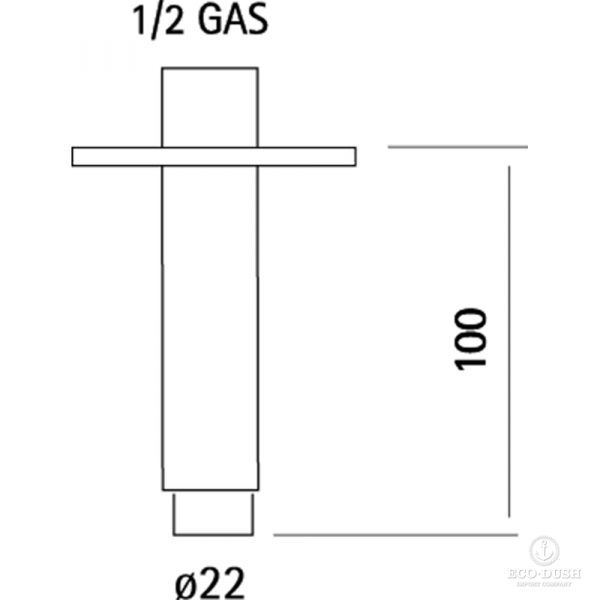 HUBER Lynox Держатель верхнего душа потолочный 100мм, нержавеющая сталь