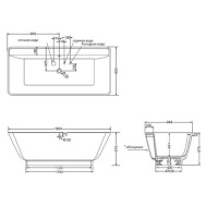 Burgbad Senza Ванна отдельностоящая прямоугольная 180x85x57.5 см, выравнивающая рама,со слив переливом Multiplex в отделке хром,  