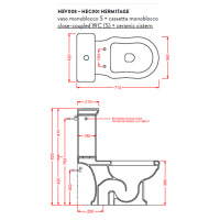 Artceram HERMITAGE унитаз моноблок 71х36см слив в пол с креплением, цвет: белый/золото, сиденье на выбор
