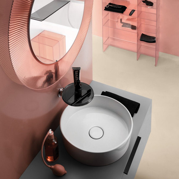 Laufen Kartell Зеркало круглое d=78см, настенное, без подсветки, цвет: пудровый розовый