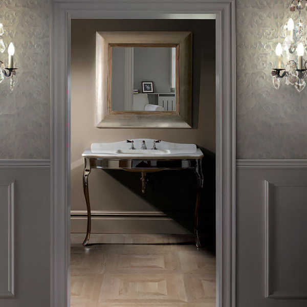 Devon&Devon Jacqueline Декоративная структура с раковиной 109х56см, на 3 отв, цвет: хром/белый мрамор