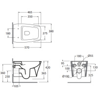 Azzurra Hera Унитаз подвесной  57х38х36,5 см, безободковый, цвет: белый
