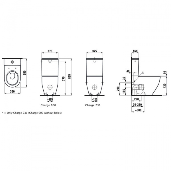 Laufen Pro Унитаз моноблок, приставной 36х65х44см., слив универсальный, цвет: белый