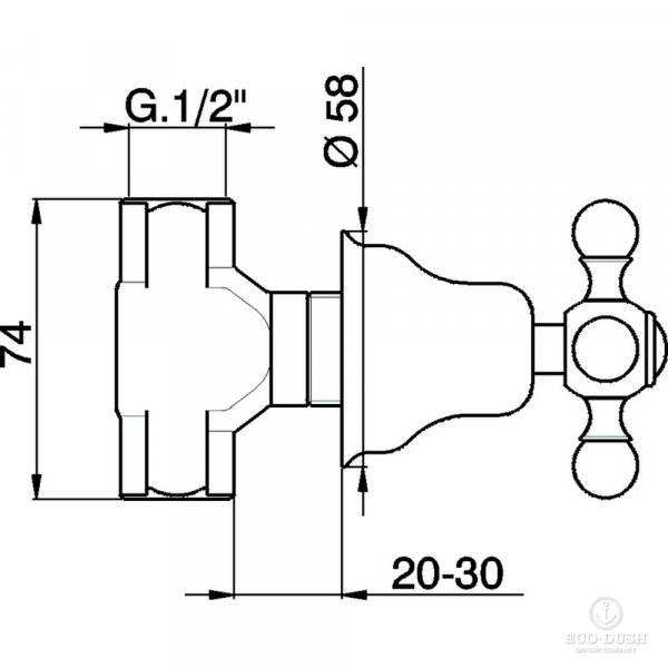 CISAL Arcana Ceramic Запорный вентиль 1/2" F, цвет: золото