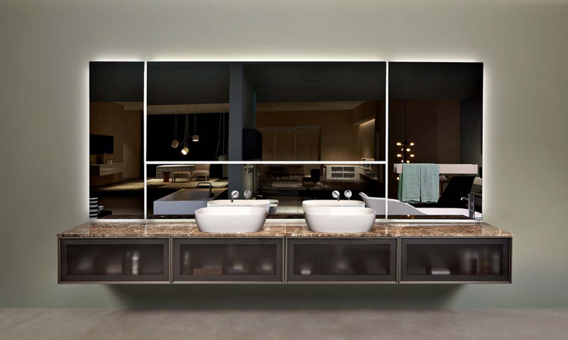 Antonio Lupi Bespoke Комплект мебели с 2 раковинами и зеркалами с подсветкой, цвет: titanio