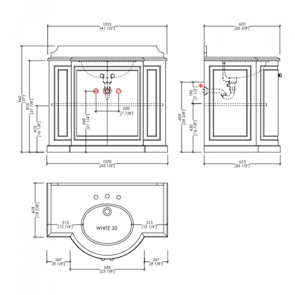 Devon&Devon Regent, Комплект мебели, Цвет: offwhite с мрамором BIANCO CARRARA
