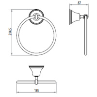 Gattoni Vivaldi  Полотенцедержатель кольцо 18.5см, подвесной, цвет: хром