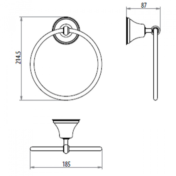 Gattoni Vivaldi  Полотенцедержатель кольцо 18.5см, подвесной, цвет: хром