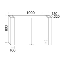 Burgbad RL40  Зеркальный шкаф  с управлением светом  100х80х76.5см ,2 зерк. двери с обоих сторон,3 стекл полки, 2 эл.розетки, светод подсв.цвет: белый гл F4850, версия L