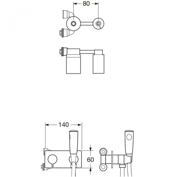 Armani Roca Island Внешняя часть встраиваемого смесителя с гигиеническим душем и шлангом 800мм, цвет: greige