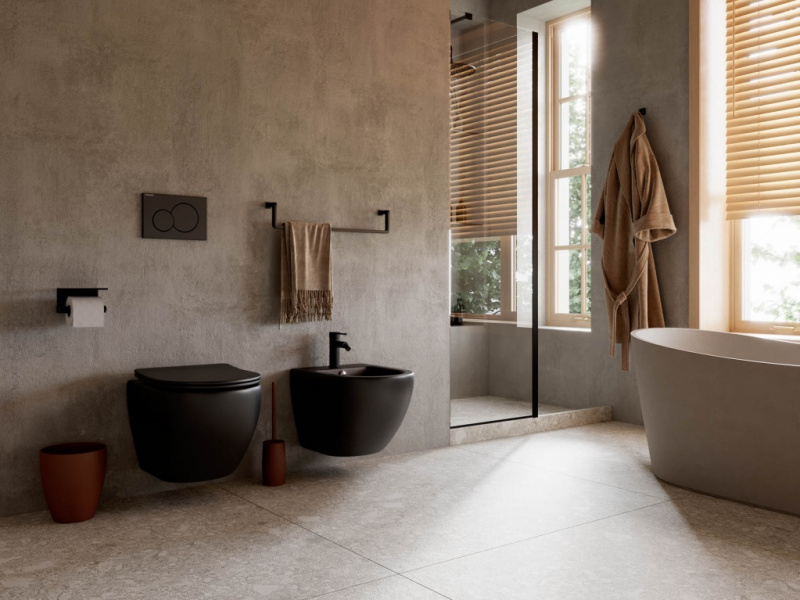 Подвесной унитаз Metropol Rimless Ceramica Nova чёрный матовый CN4002MB