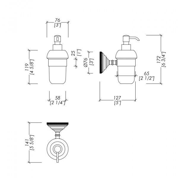 Devon&Devon Diamond Дозатор для жидкого мыла, подвесной, белая керамика, цвет: хром