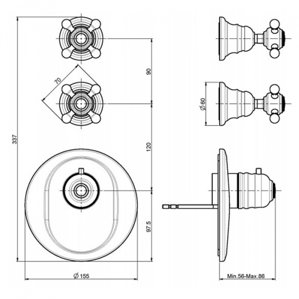 Carlo Frattini Fimatherm Внешняя часть для термостатического смесителя, цвет: бронза