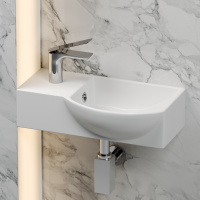 Умывальник подвесной прямоугольный  с крепежом (чаша справа, отверстие под смеситель слева) Element 400*220*120мм Ceramica Nova белый 