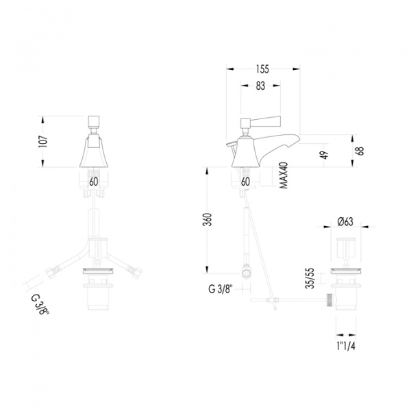 Devon&Devon Vip Time Смеситель для биде, цвет: хром/черный хрусталь