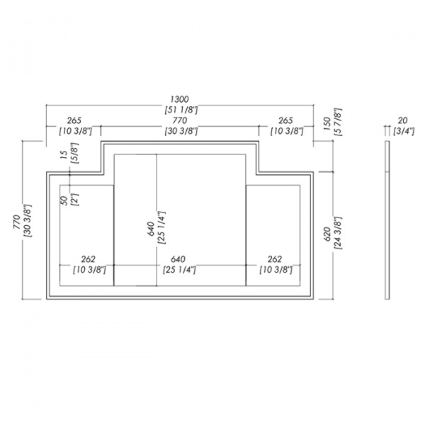 Devon&Devon Vogue 1 Зеркало 130х77см, цвет: deep black/cream