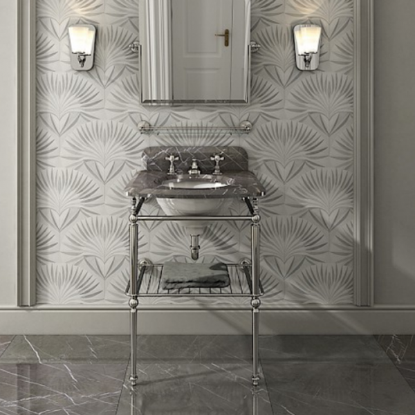 Devon&Devon Season Консоль со столешницей из мрамора серый гранит 60х58хH95.5см, металлическая структура с полочкой решеткой, цвет хром