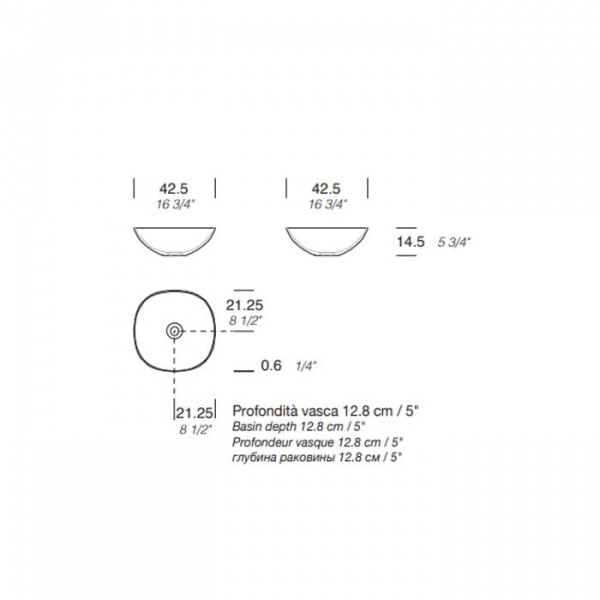 NOORTH milldue edition Раковина 42.5х42.5х14.5 см, без отв., накладная, цвет: белый