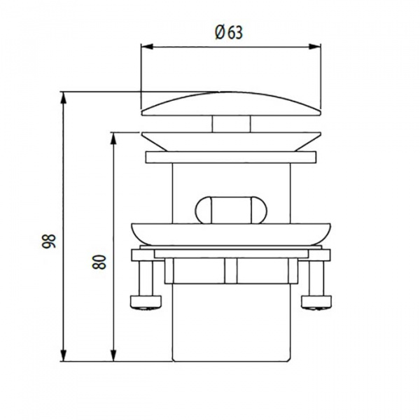 Bossini Inox Автоматический донный клапан из нержавеющей стали  1&quot1/4, цвет: Сатинированная сталь