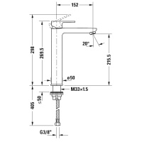 Duravit B.3 Смеситель для раковины, высокий, 1 отв., излив 152мм, цвет: хром