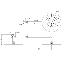 Gessi Inciso Душевая головка настенная, шарнирная на 1/2”, Ø300мм, цвет: finox