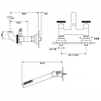 Nicolazzi Arena Смеситель для ванны с душем duplex настенный на 2 отверстия, излив: 168 мм цвет: хром