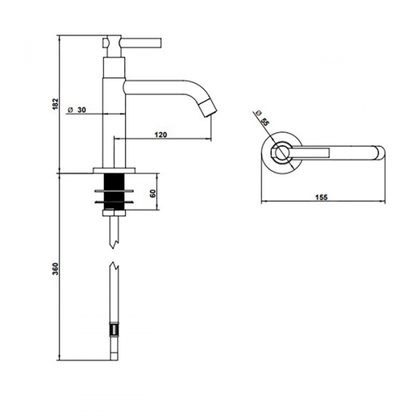 Bongio T Lever Смеситель для питьевой воды, цвет: черный