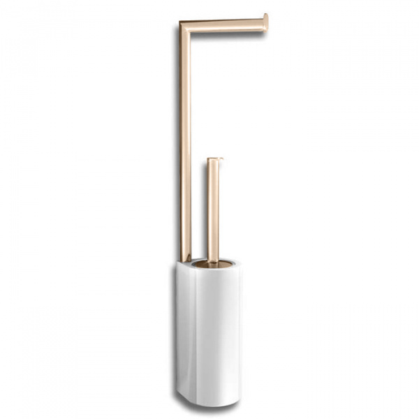 Bertocci Cento Напольная стойка с ершиком и бумагодержателем, цвет: белая керамика/nichel mat