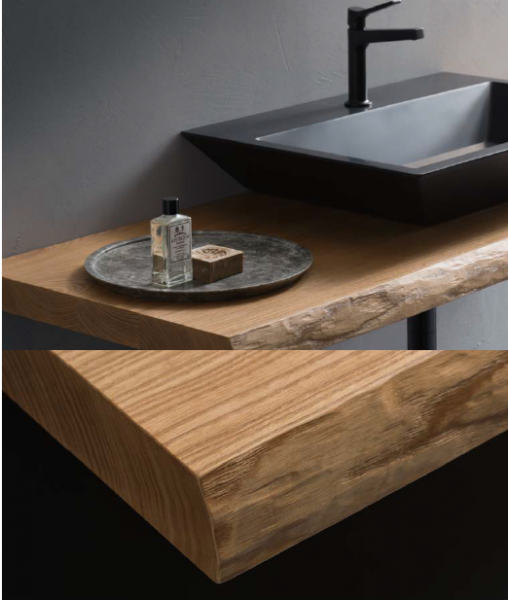 CERASA EDEN Комплект мебели напольный  тумба 190 см, Metallo Ferro, подвесная столешница 160 см на косолни подставке, corteccia viva, зеркало , светильник и подвесные пеналы цвет: Metallo Ferro