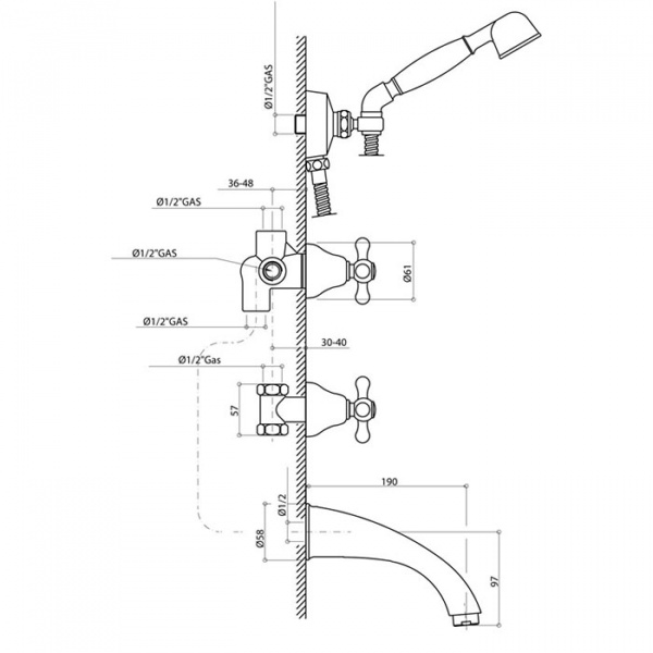 Смеситель для ванны Bongio Axel, цвет: хром