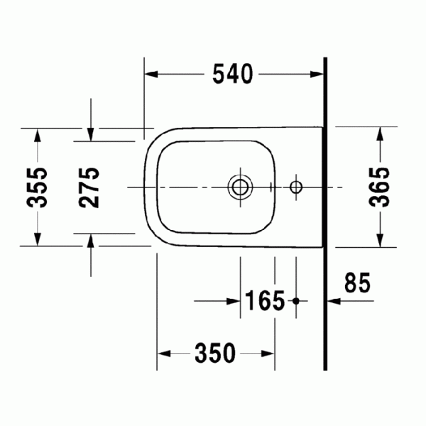 Duravit Happy D.2 Plus Биде подвесное 35.5x54см, с переливом 1 отв для смес, с покрытием WG, цвет: антрацит матовый