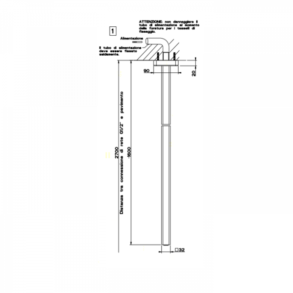 Gessi iSpa Потолочный излив 1600мм, для монтажа с удаленным управлением 46112+41110 (не входит в комплект), цвет: хром